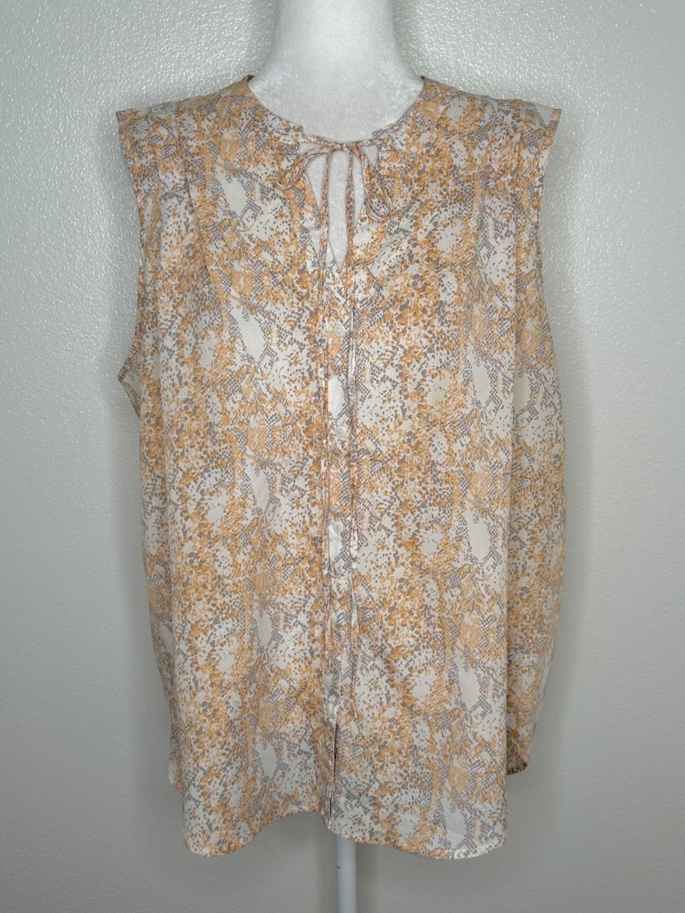 Daniel Rainn Womens Yellow Snakeskin Print Sleeveless Button-Up Tank Top Size XL